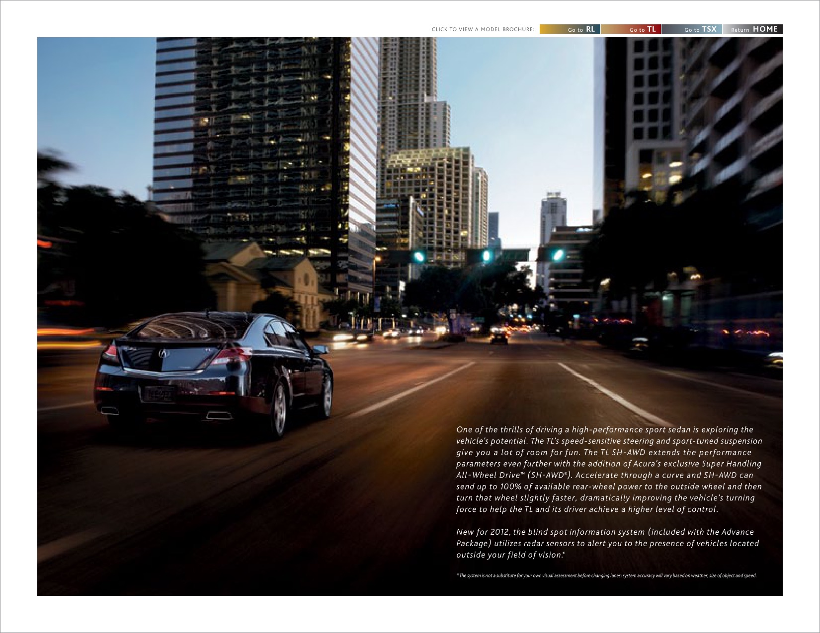 2012 Acura RL TL TSX Brochure Page 30